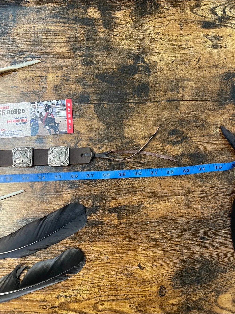 Men's Brown Leather Concho Hat Bands with Silver Star Accents